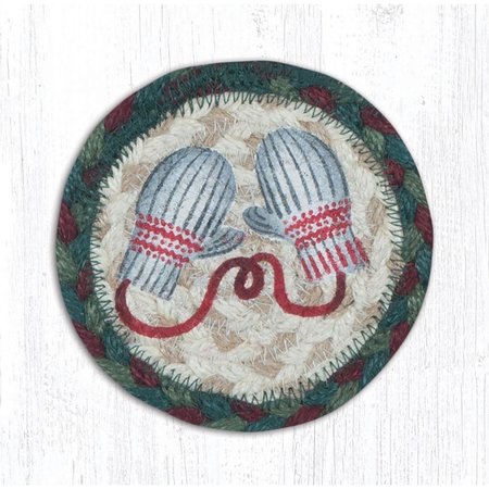 CAPITOL IMPORTING CO 5 x 5 in. Jute Round Winter Mittens Printed Coaster 31-IC508WM